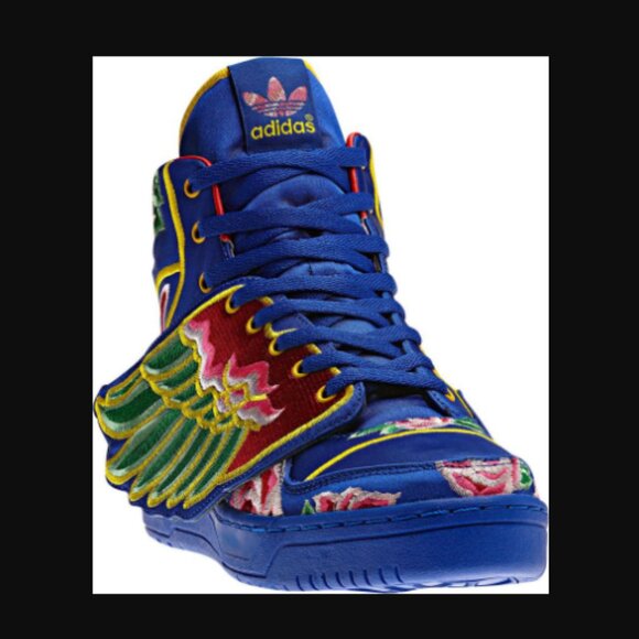 Adidas Jeremy Scott Jacquard Luxury Satin Hi tops COBALT ROYAL BLUE M7=us8women - Picture 1 of 3